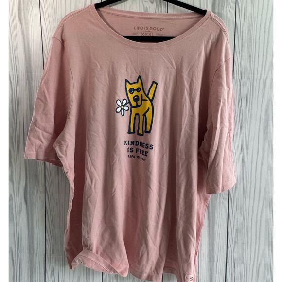 Life is Good XXXL Short Sleeve Pink Kindness is Free T shirt - Picture 1 of 7
